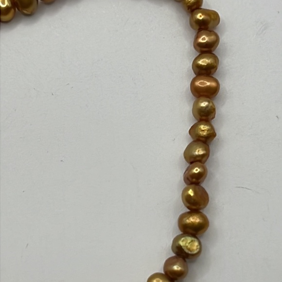 TWO BRONZE AND GOLD REAL FRESHWATER PEARL STRETCH BRACELETS-ONE WITH STERLING - Picture 6 of 12